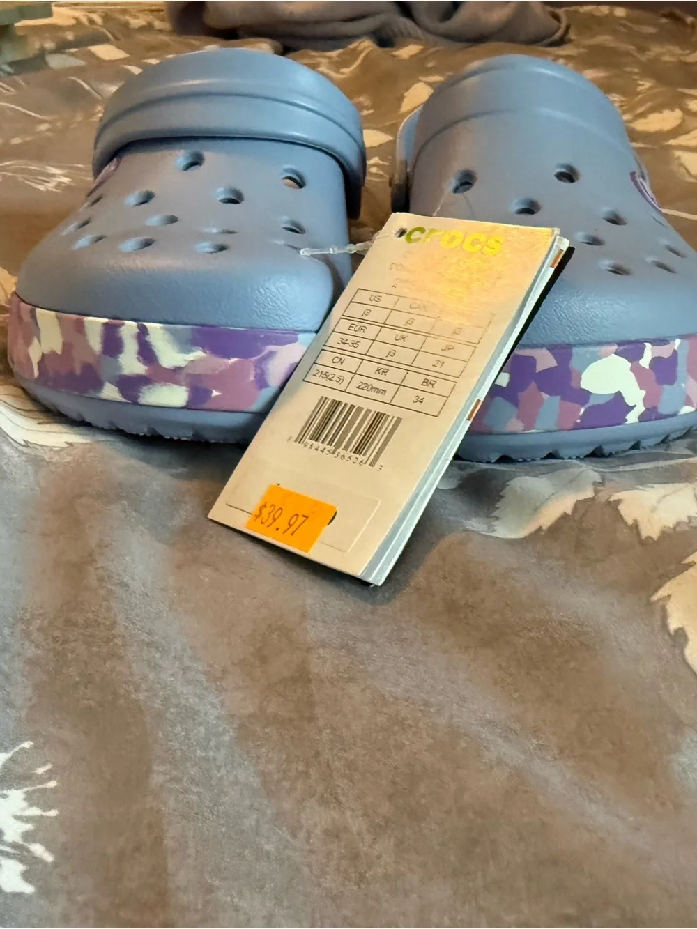 CROCS Kids Classic Clog in Light Lavender with Purple Accents